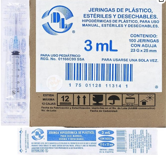 Jeringa Hipodermica 3 ML Con Aguja