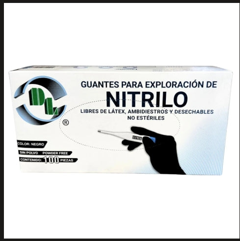 Guantes Para Exploracion De Nitrilo Color Negro Chico