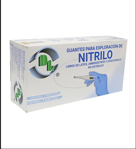 Guantes Para Exploracion De Nitrilo Color Azul Sin Polvo Chico