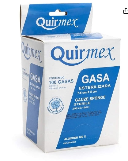 Gasas Quirmex Caja Con 100 Pzs 7.5 X 5 CM