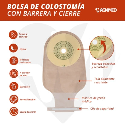 Bolsa Para Colostomía Sencilla Con Barrera Y Cierre Magnimed