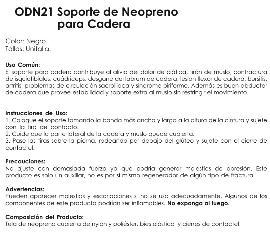 Soporte Para Cadera De Neopreno ODN21