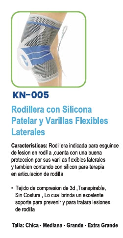 Rodillera Con Silicona Patelar Y Varillas Flex Kn-005 M